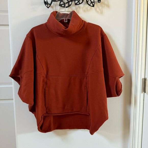 Irema Slow Fashion Cocoon High Neck Sweatshirt In Brick S - Picture 8 of 13